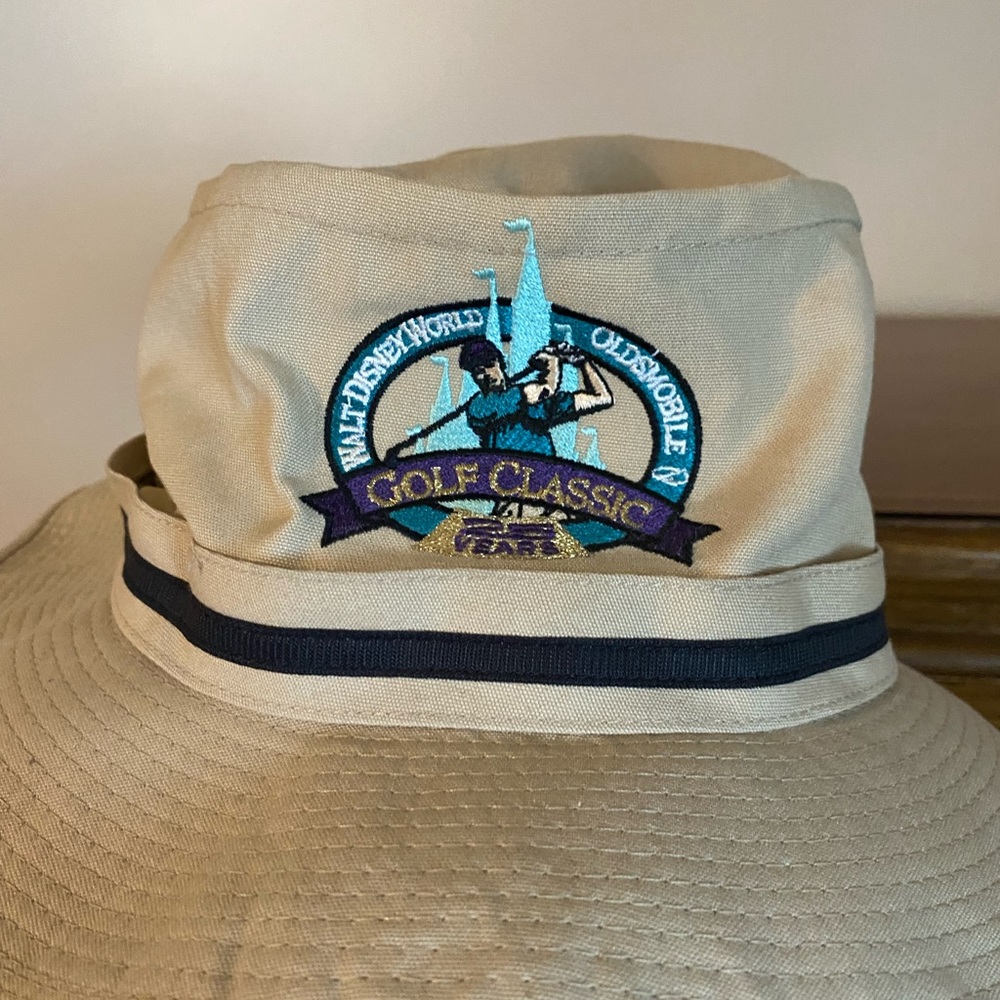 Walt Disney World Oldsmobile Golf Classic 25 Years Tan Bucket Hat Rare Vintage